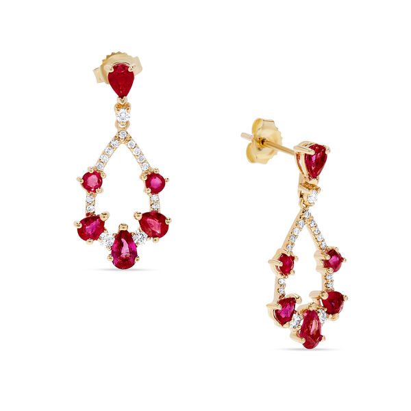 Ruby and Diamond Drop Earrings