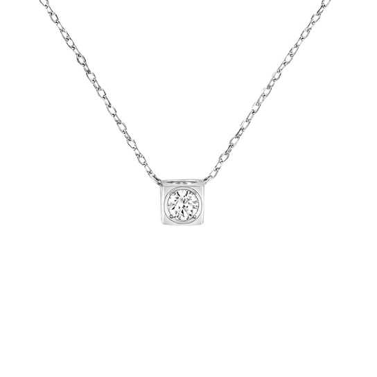 Dinh Van Le Cube Diamant Medium White Gold and Diamond Necklace 608113 Front image number 0