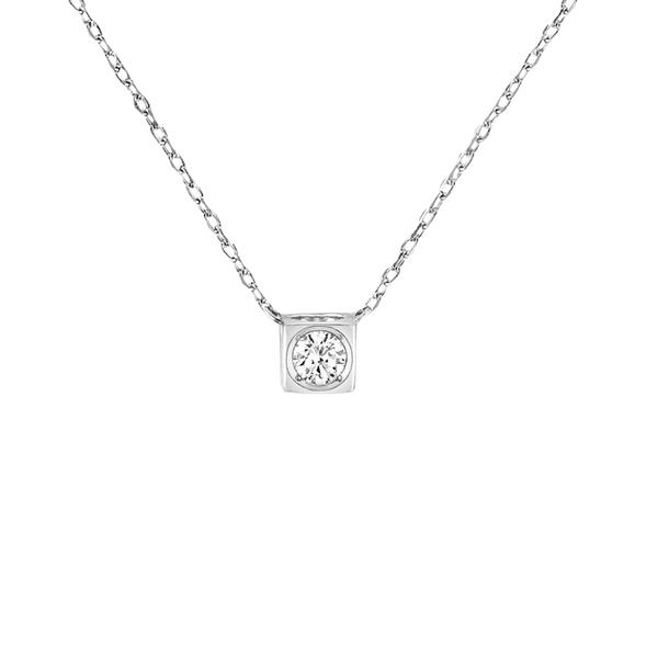 Le Cube Diamant Medium White Gold and Diamond Necklace