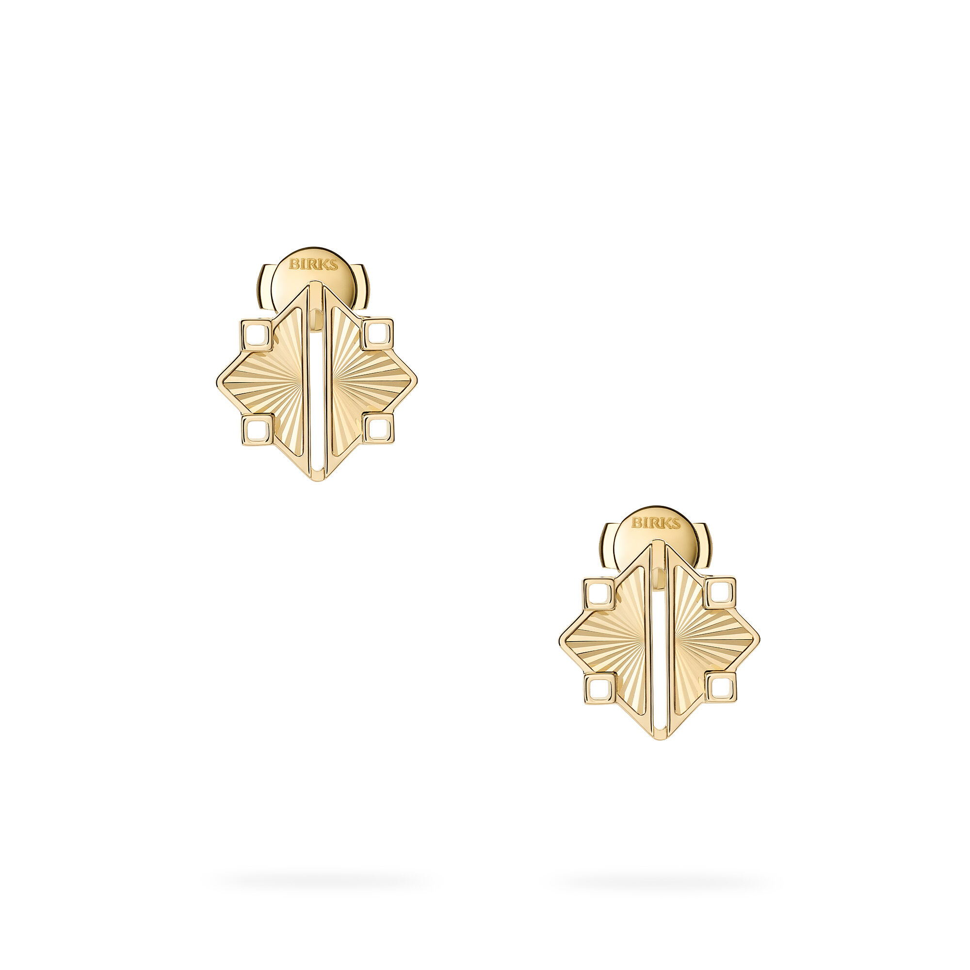 Guilloché Yellow Gold Earrings, Small