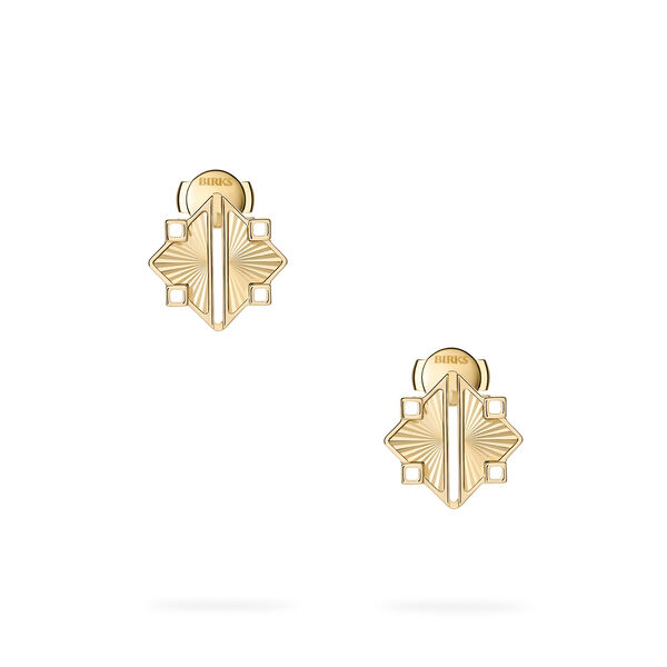 Guilloché Yellow Gold Earrings, Small