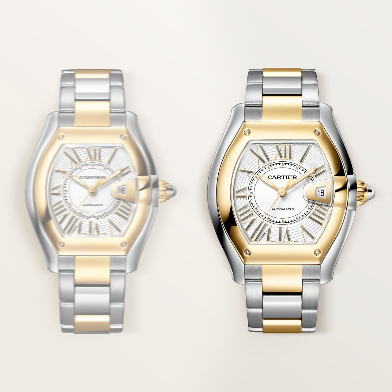 Cartier Roadster Large Automatic 47 X 39 mm Stainless Steel and Yellow Gold image number 2