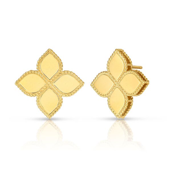 Boucles d'oreilles clous Princess Flower en or jaune grand modèle 