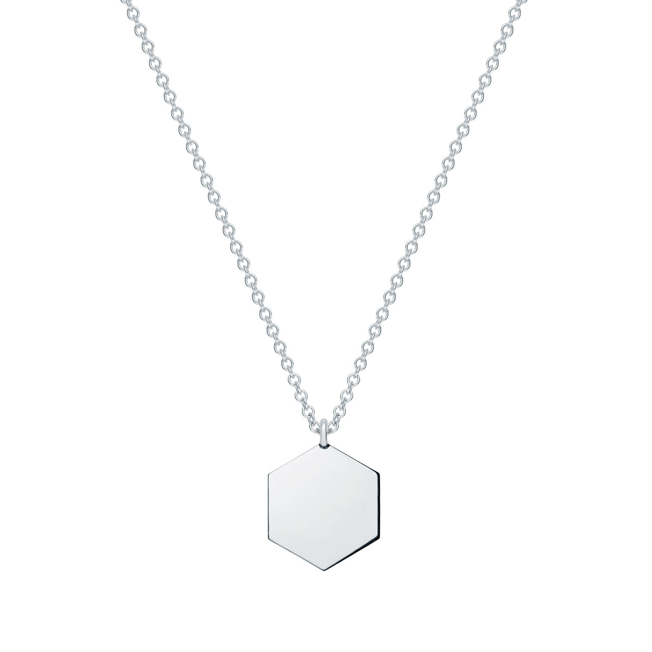 bijoux birks essentials engravable polished silver hexagon pendant image number 0