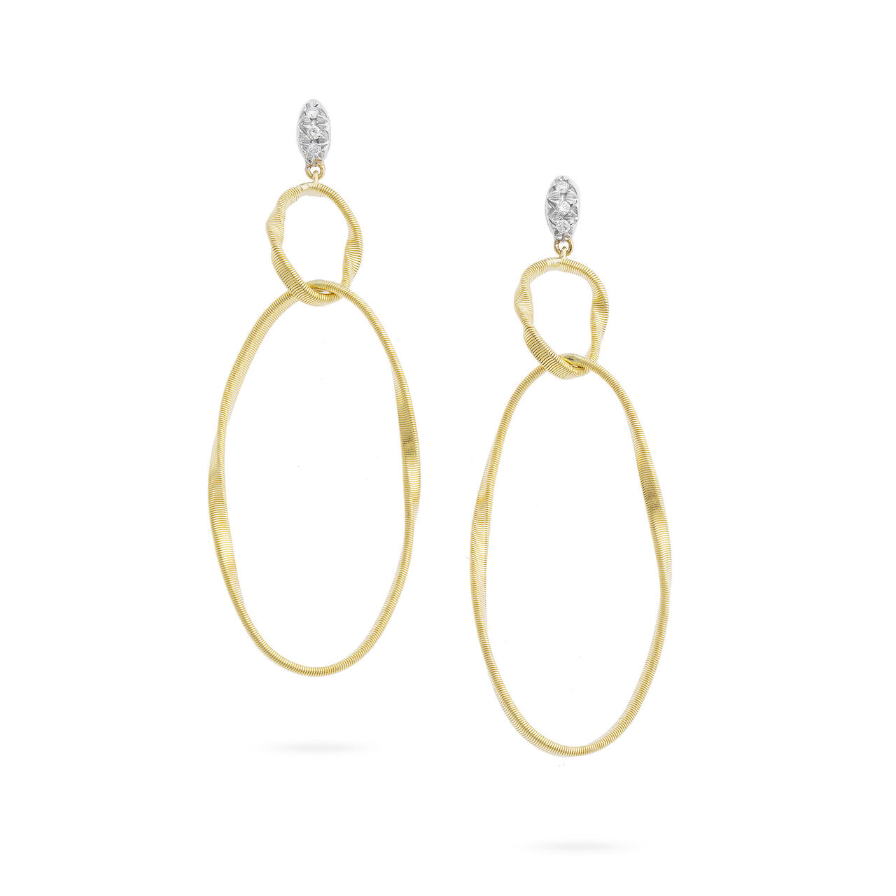 marco bicego marrakech collection yellow gold and diamond double drop hoop earrings og369 b yw m5 image number 0