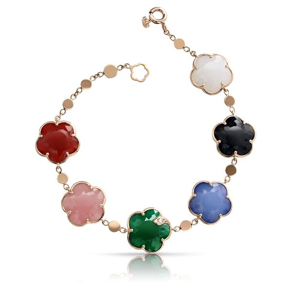 Bracelet Petit Joli en or rose avec mélange de pierres précieuses et diamants