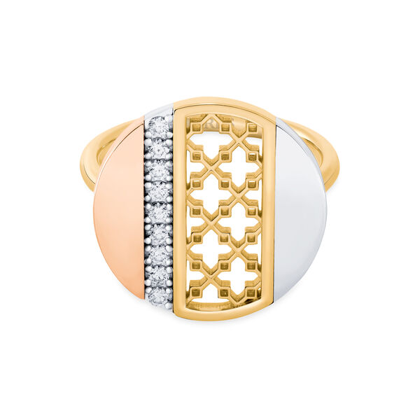 Diamond Circle Ring, Tri-Gold
