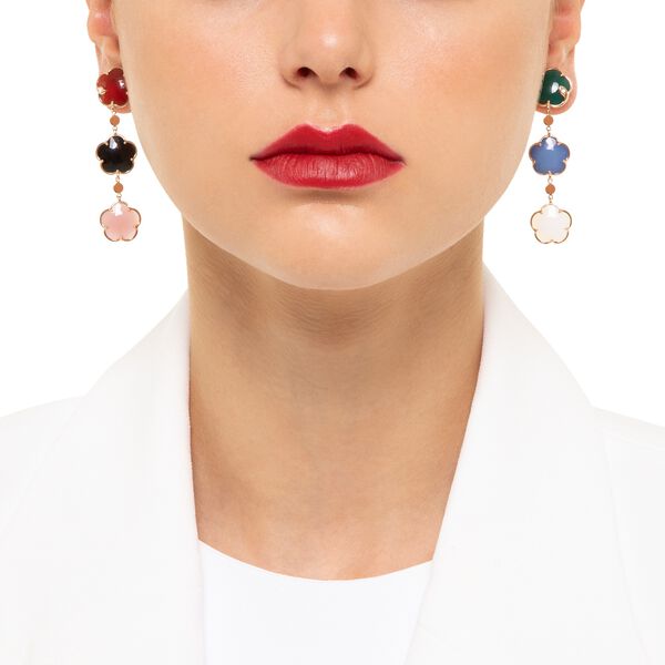 Petit Joli Rose Gold, Multi Stone and Diamond Drop Earrings