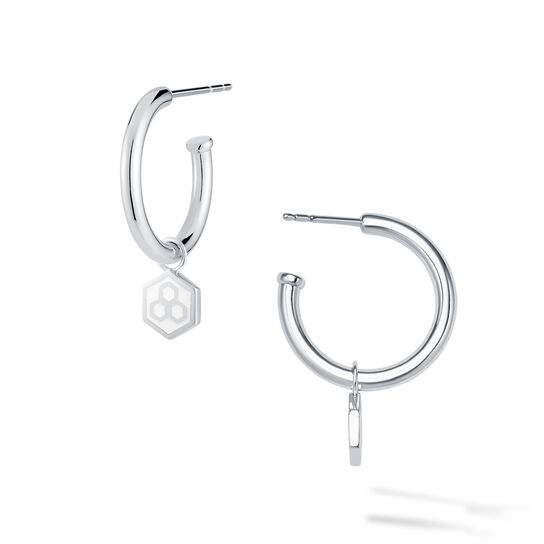 Bijoux Birks Bee Chic Small Silver Hoop Earrings With Removable Charm image number 0