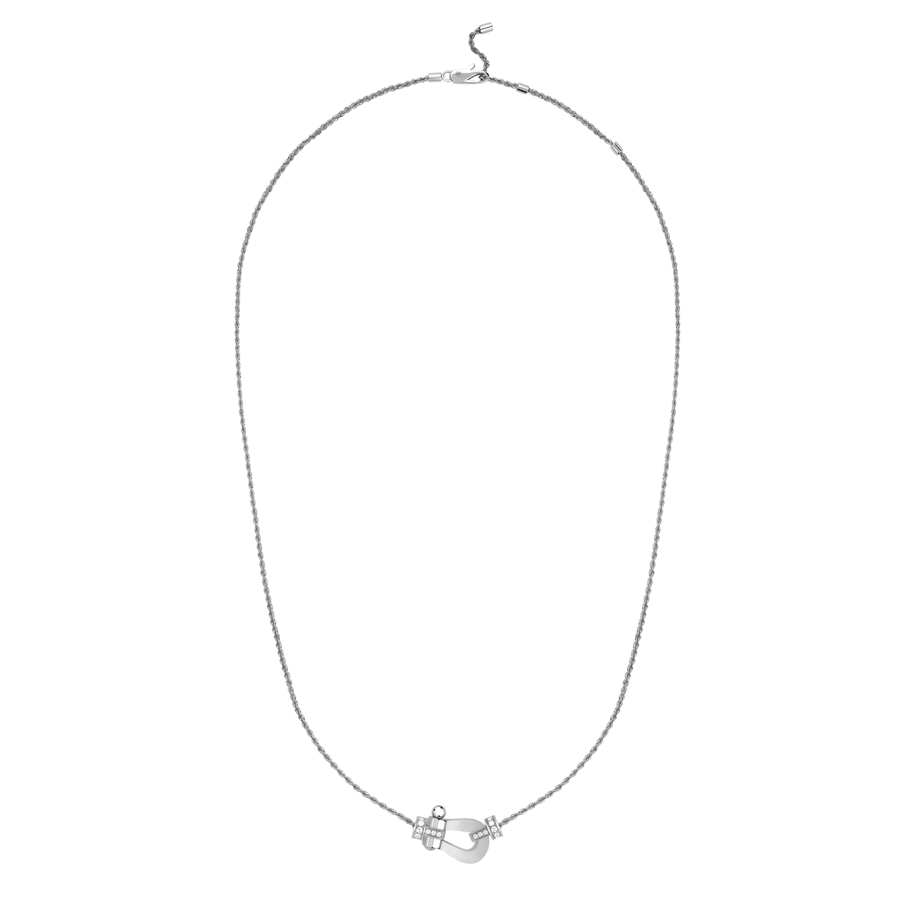 Medium-sized Fred Force 10 necklace in white gold with half pav&eacute; diamond accents image number 0