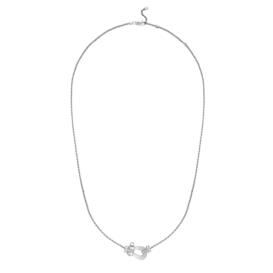 Medium-sized Fred Force 10 necklace in white gold with half pav&eacute; diamond accents image number 0