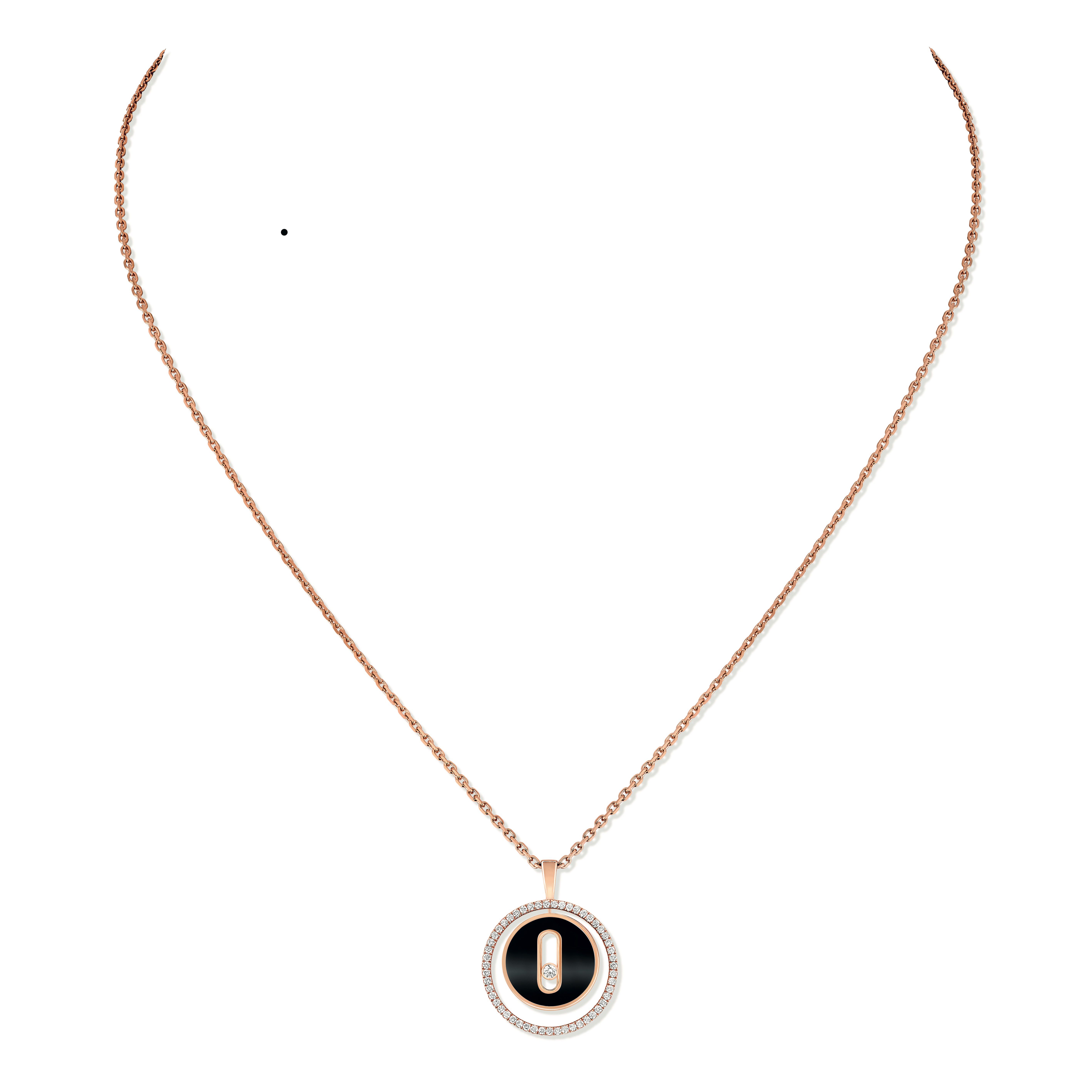 Lucky Move Small Rose Gold, Onyx and Diamond Pendant