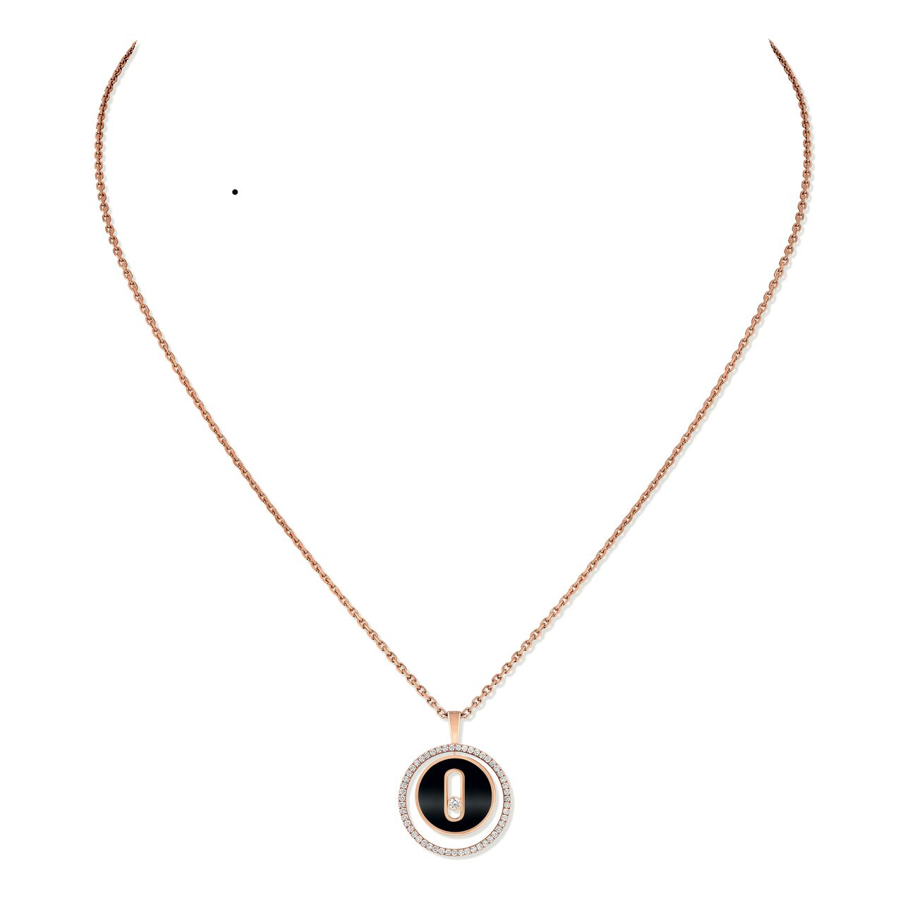 Messika Lucky Move Small Rose Gold, Onyx and Diamond Pendant 12317-PG image number 0