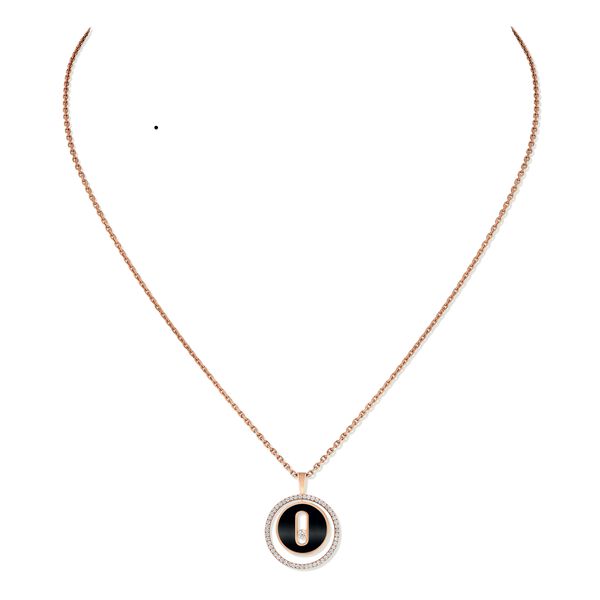 Pendentif Lucky Move en or rose et onyx avec diamants, petit modèle