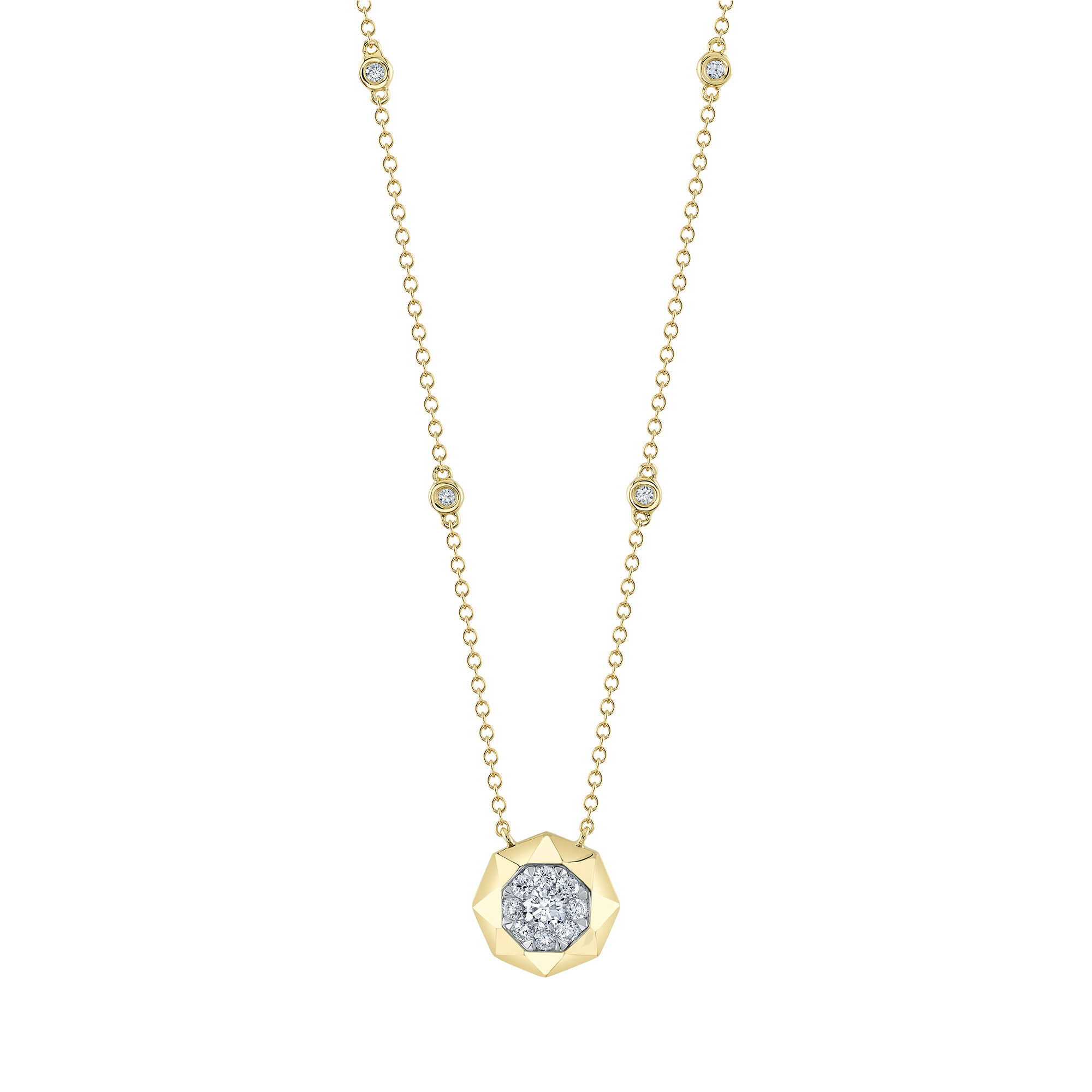 Yellow Gold and Diamond Octagon Pendant