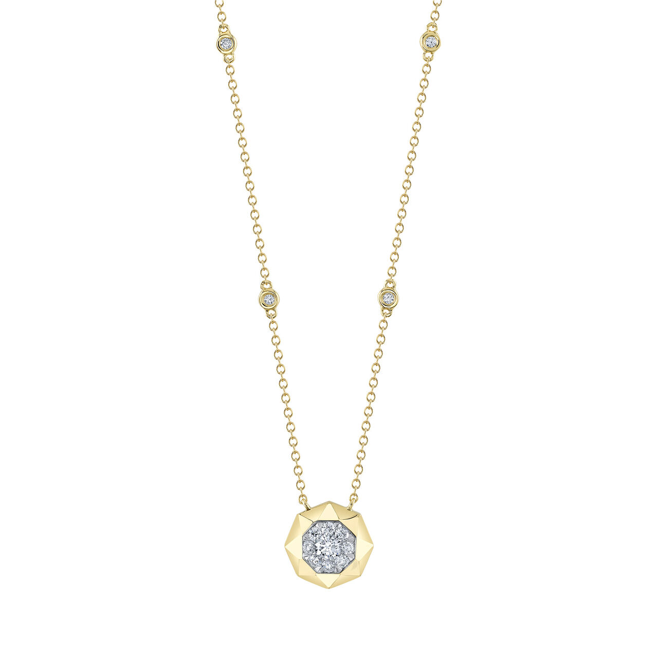 Shy Creation Yellow Gold and Diamond Octagon Pendant SC22008842RD image number 0