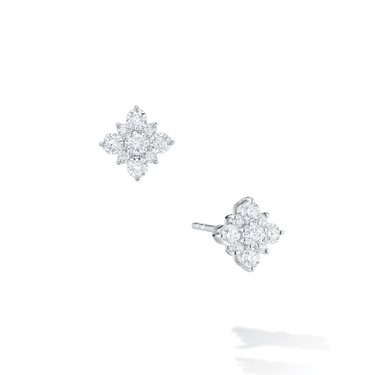 bijoux birks snowflake white gold cluster diamond snowflake stud earrings image number 0