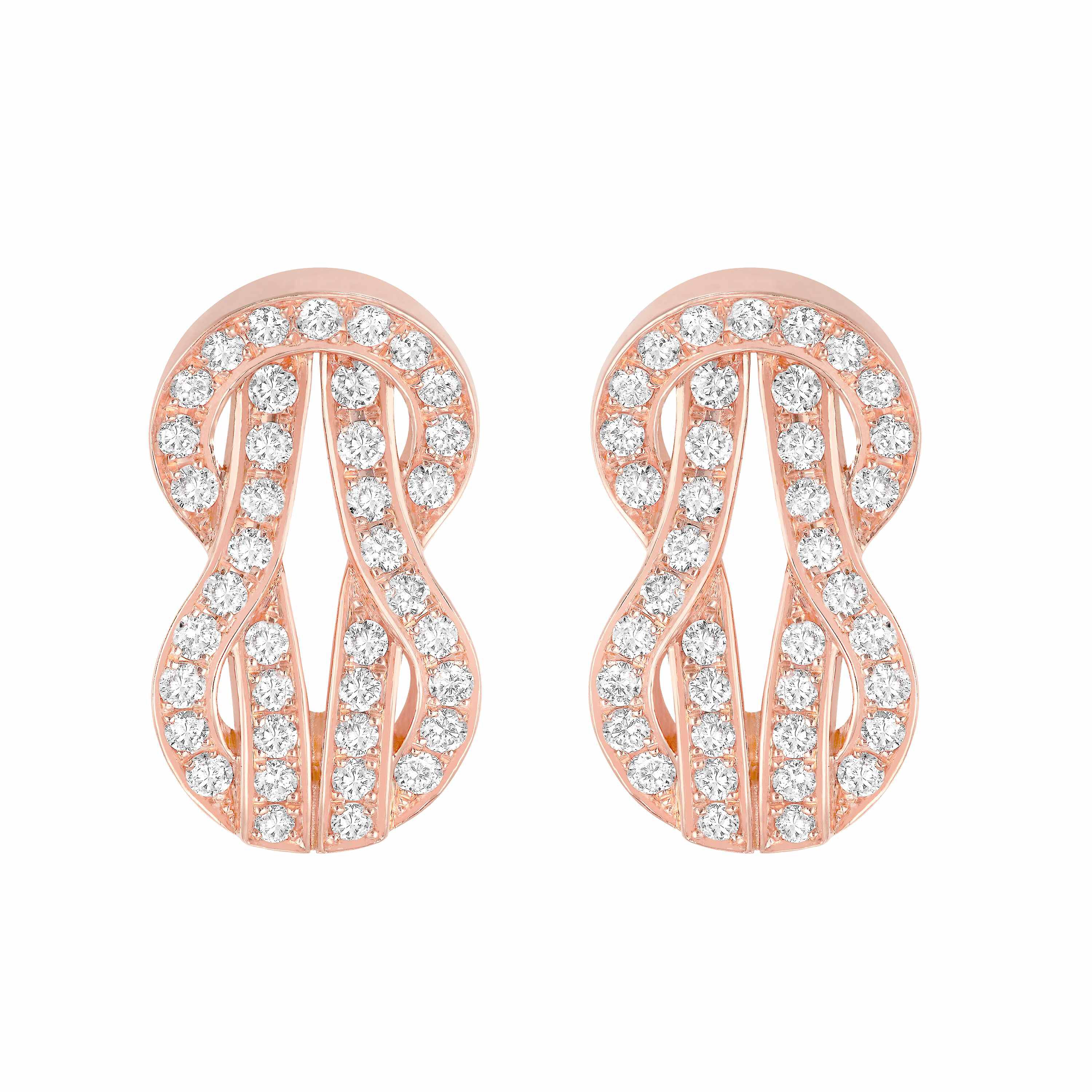 Fred Chance Infinie Medium 18k Rose Gold and Diamond Pave Stud Earrings