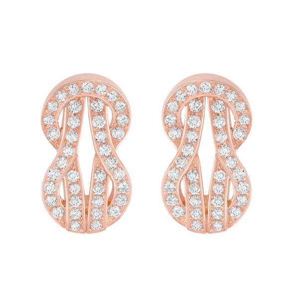 Boucles d'oreilles clous Chance Infinie en or rose avec pavé de diamants, moyen modèle