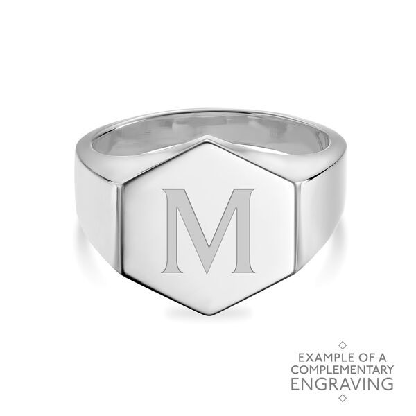 Silver Hexagon Signet Ring-10
