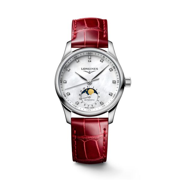 Master 34 mm phase de lune automatique en acier inoxydable et diamants