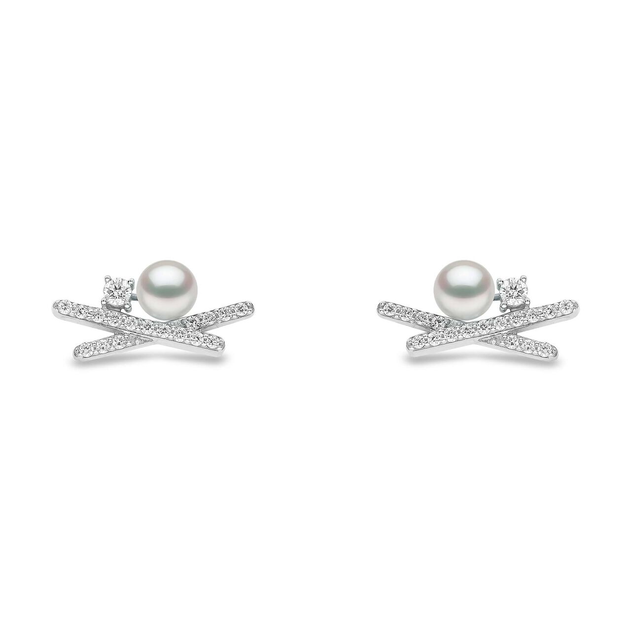 yoko london sleek white gold peral x earrings qye2202 7x front image number 0