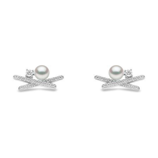 yoko london sleek white gold peral x earrings qye2202 7x front image number 0