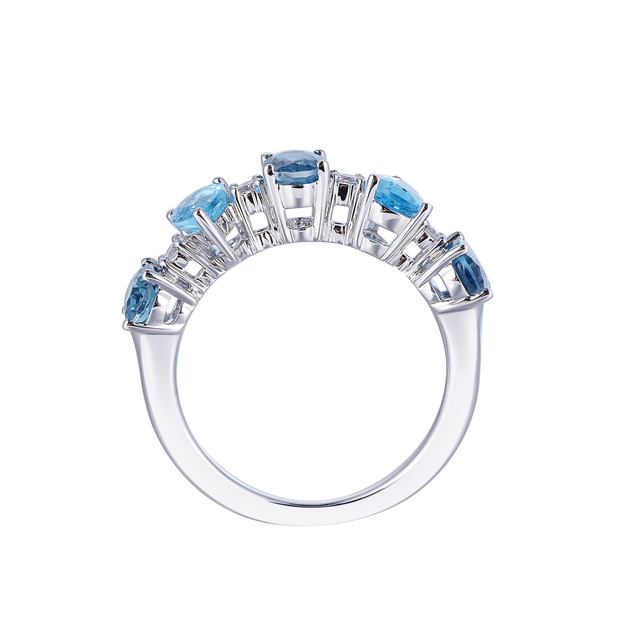 Swiss and London Blue Topaz Ring in White Gold