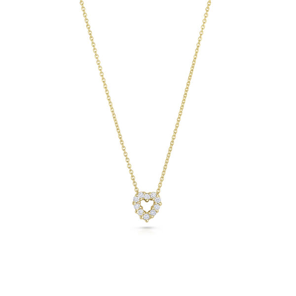Collier en forme de c&oelig;ur en or jaune orn&eacute; de diamants