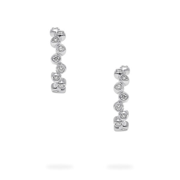 White Gold and Diamond Splash 15 mm Hoop Earrings