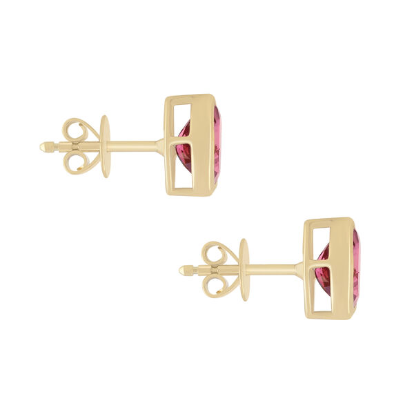 Pink Tourmaline Bezel Set Studs