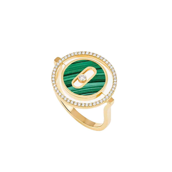 Lucky Move Small Yellow Gold, Malachite and Diamond Ring