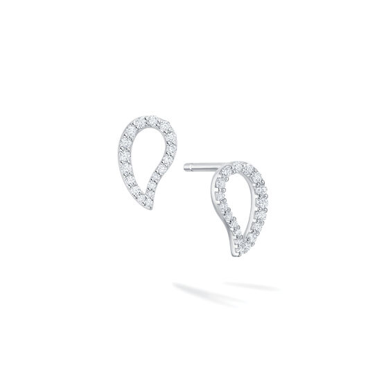 Birks Pétale petites boucles d’oreilles sur clou avec diamants en or blanc image number 0