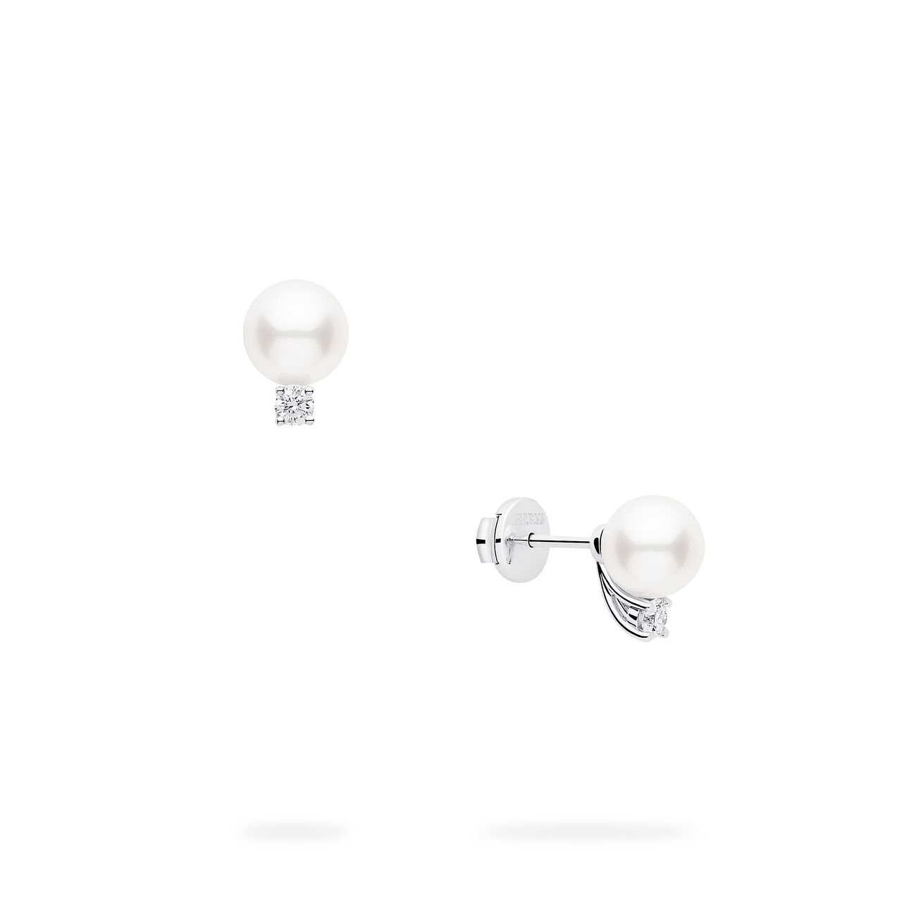 7-7.5 mm White Gold Akoya Diamond Earrings image number 3