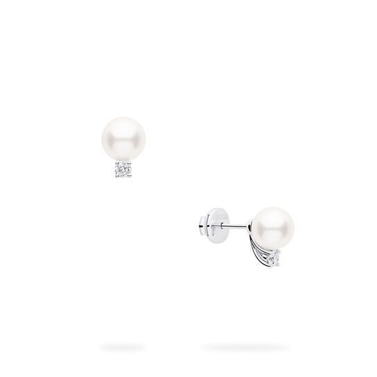 7-7.5 mm White Gold Akoya Diamond Earrings image number 3