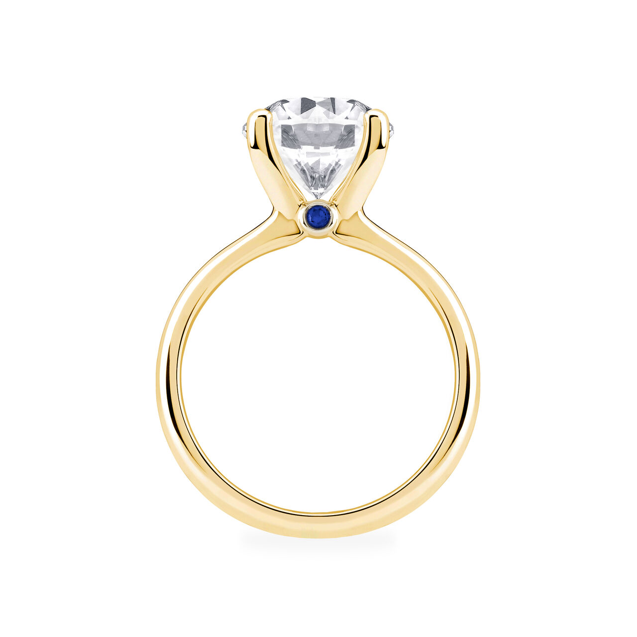 Round Diamond Solitaire Engagement Ring with Sapphire Accent image number 1