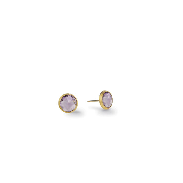 Boucles d'oreilles clous Jaipur Colour en or jaune avec améthystes