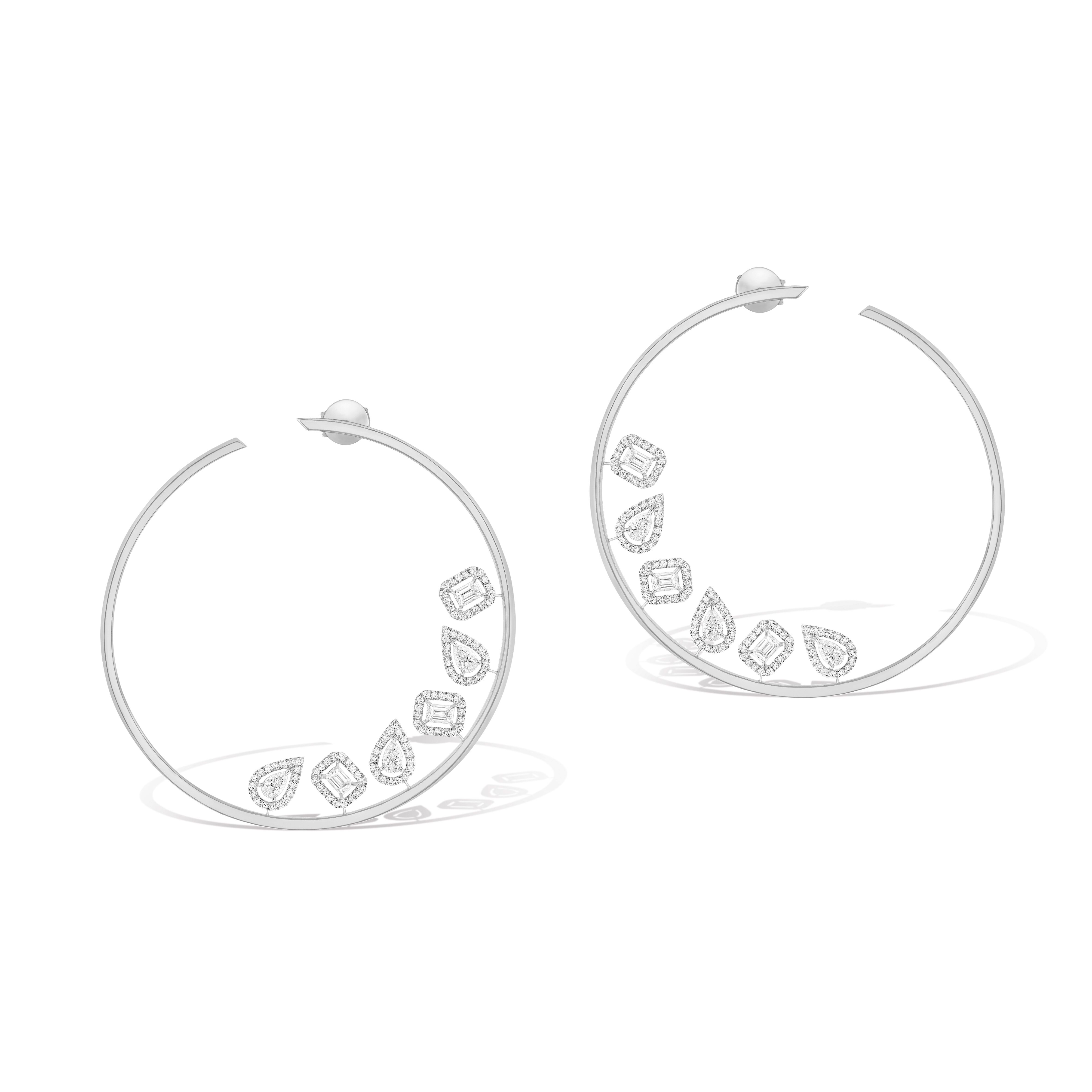 My Twin White Gold and Diamond Pavé Hoop Earrings