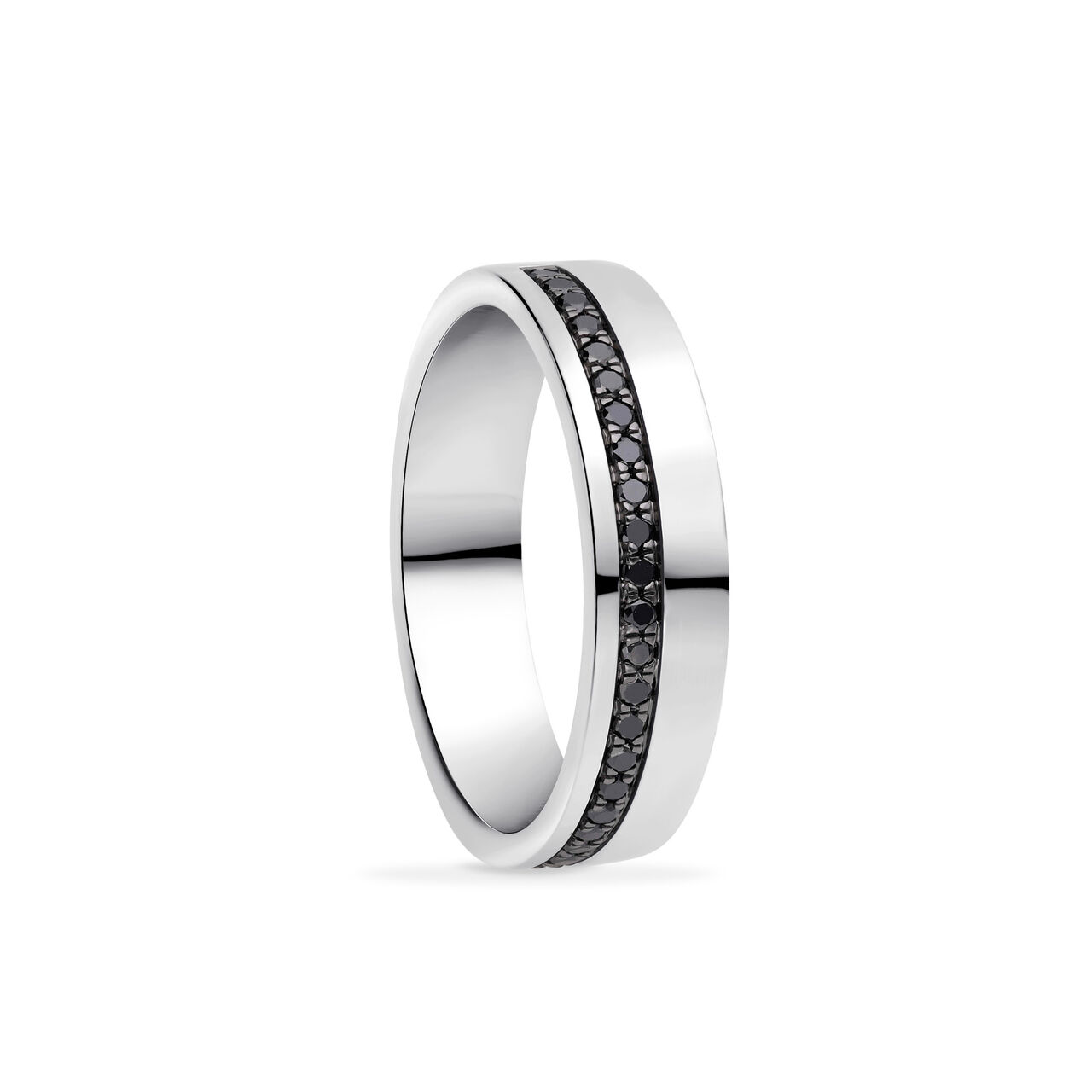 Birks Essentials Bague pour homme en argent sterling avec diamants noirs image number 2