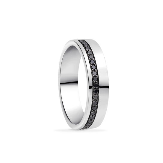 Birks Essentials Bague pour homme en argent sterling avec diamants noirs image number 2