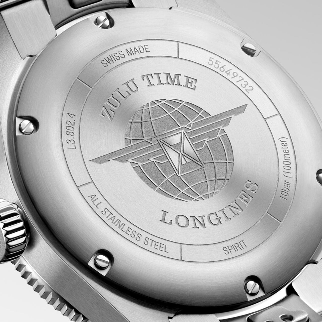 Longines Spirit Zulu Time Automatic GMT 39 mm Stainless Steel  L3.802.4.63.6 Caseback image number 5