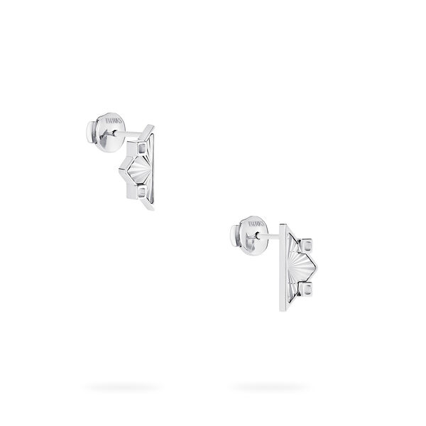 Guilloché Symmetric Sterling Silver Earrings, Small