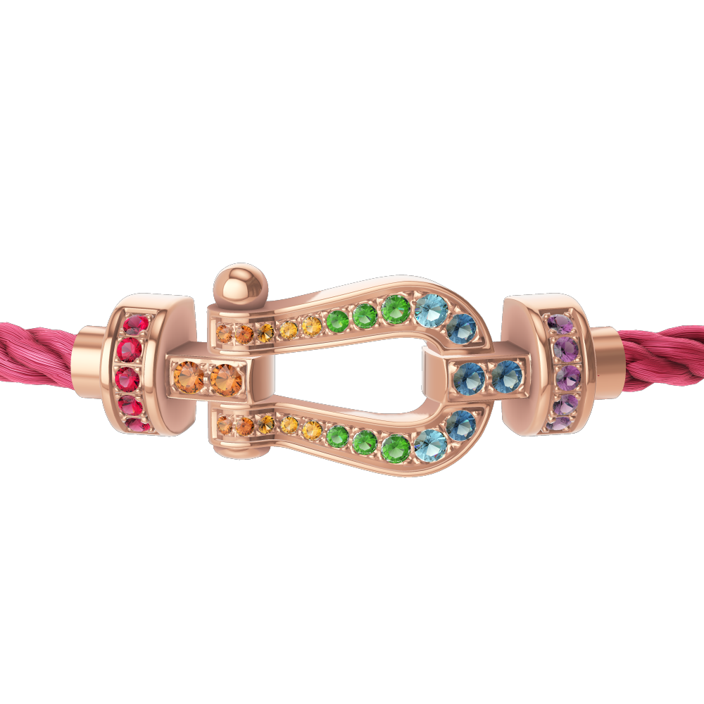 Force 10 Medium Rose Gold and Pavé Multi-Stone Cable Bracelet