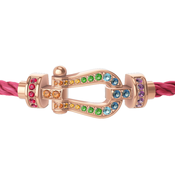 Force 10 Medium Rose Gold and Pavé Multi-Stone Cable Bracelet