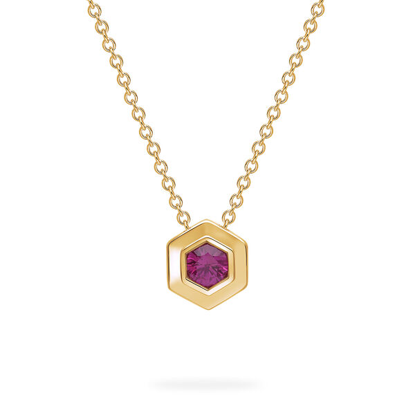 Yellow Gold Birthstone Pendant, Pink Tourmaline