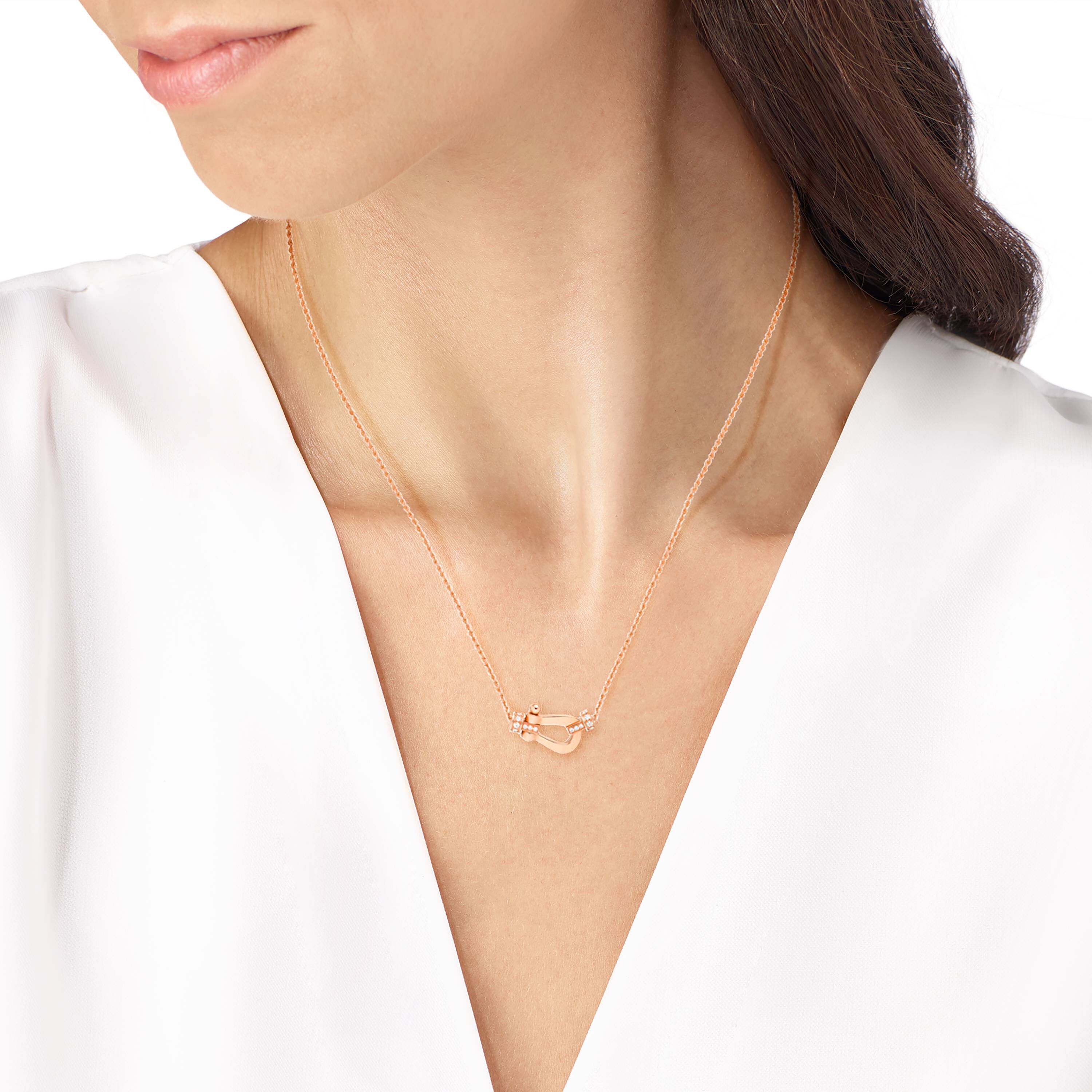 Force 10 Rose Gold and Half Pavé Diamond Necklace