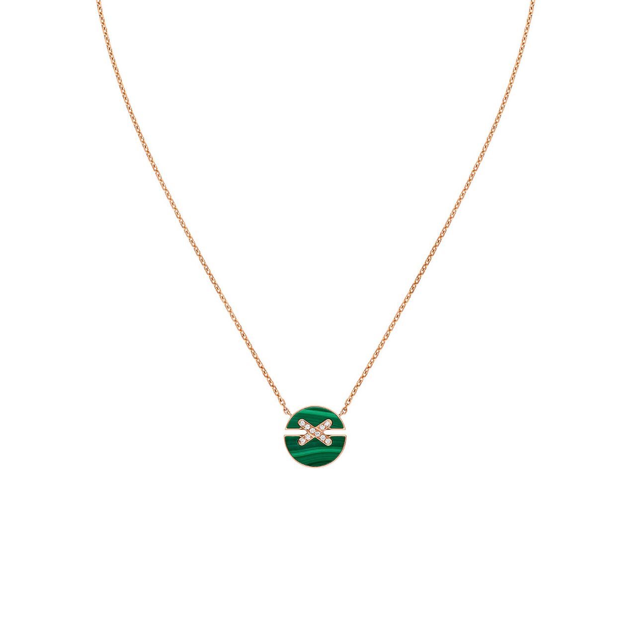 chaumet jeux de liens harmony small rose gold malachite diamond necklace 084427 front image number 0