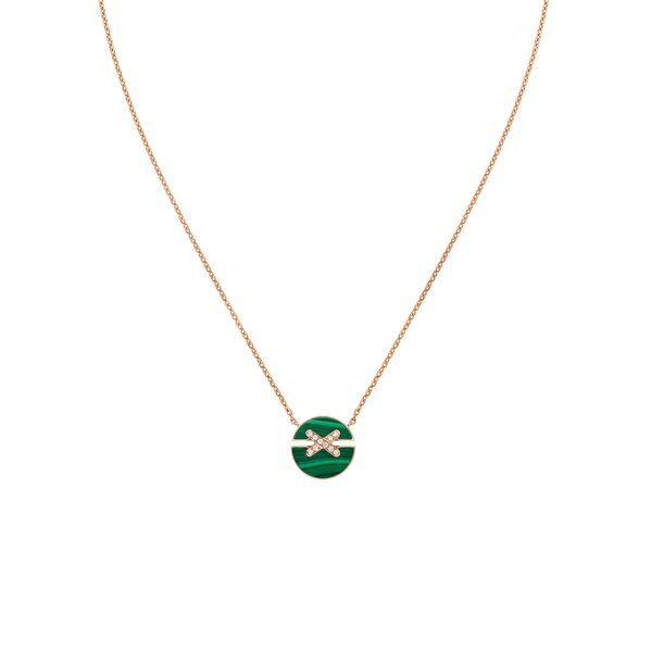 Pendentif Jeux De Liens Harmony en or rose avec malachite et diamants, petit modèle