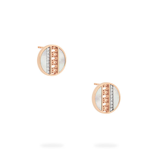 Mother-of-Pearl and Diamond Circle Earrings, Rose Gold Side image number 2