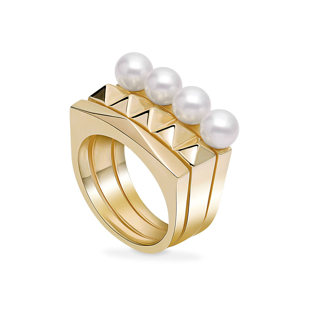 Birks Rock & Pearl bagues empilables en or jaune avec perles image number 0